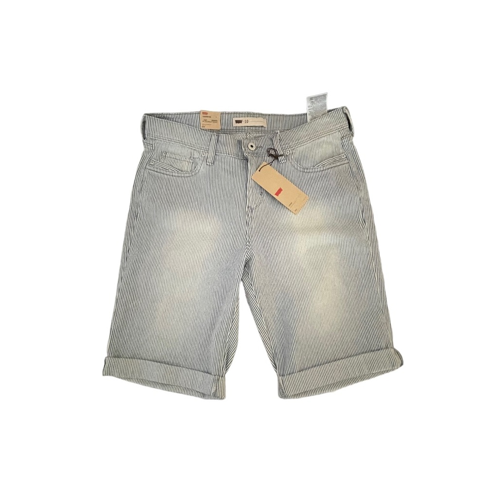 Levi's Light Blue Pinstripe Women's Bermuda Shorts